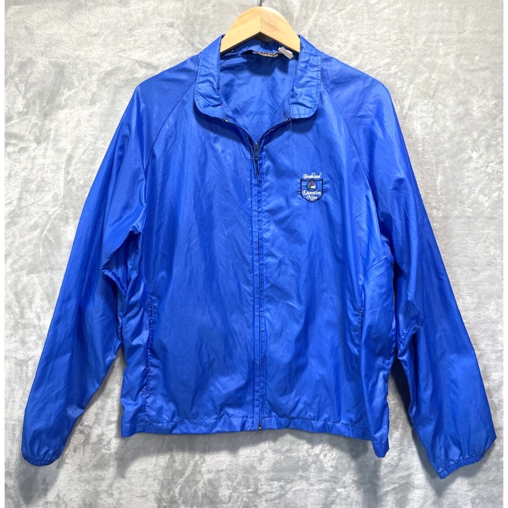 Duckster Mens Windbreaker Jacket Large Blue Vintage Embroidered 80s